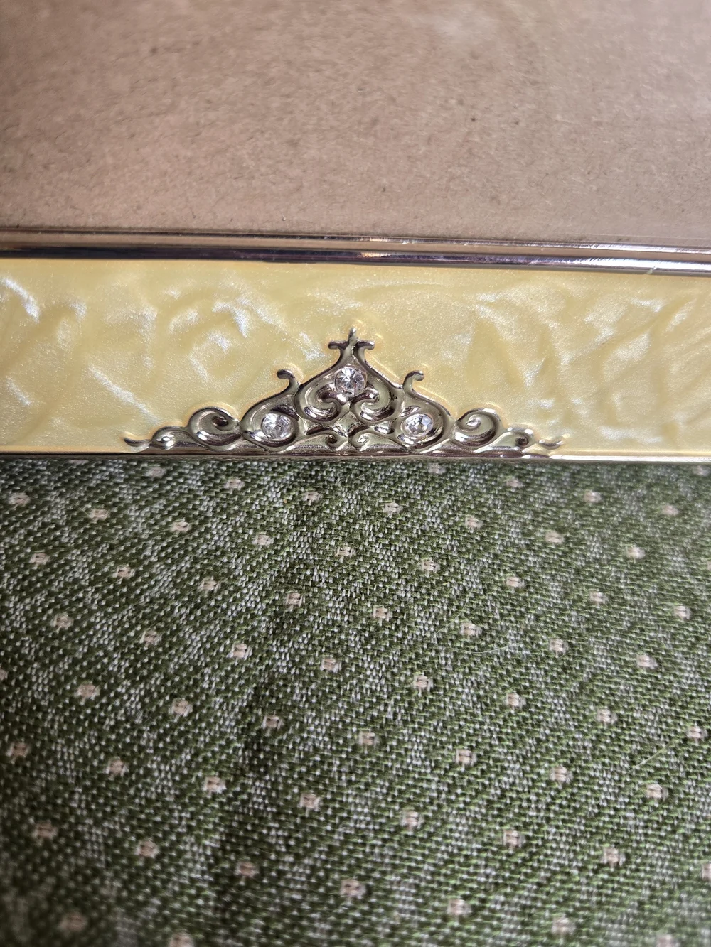 Elegant Yellow Gold Faux Marble Design with Silver Accent Scrolls Phone Frame